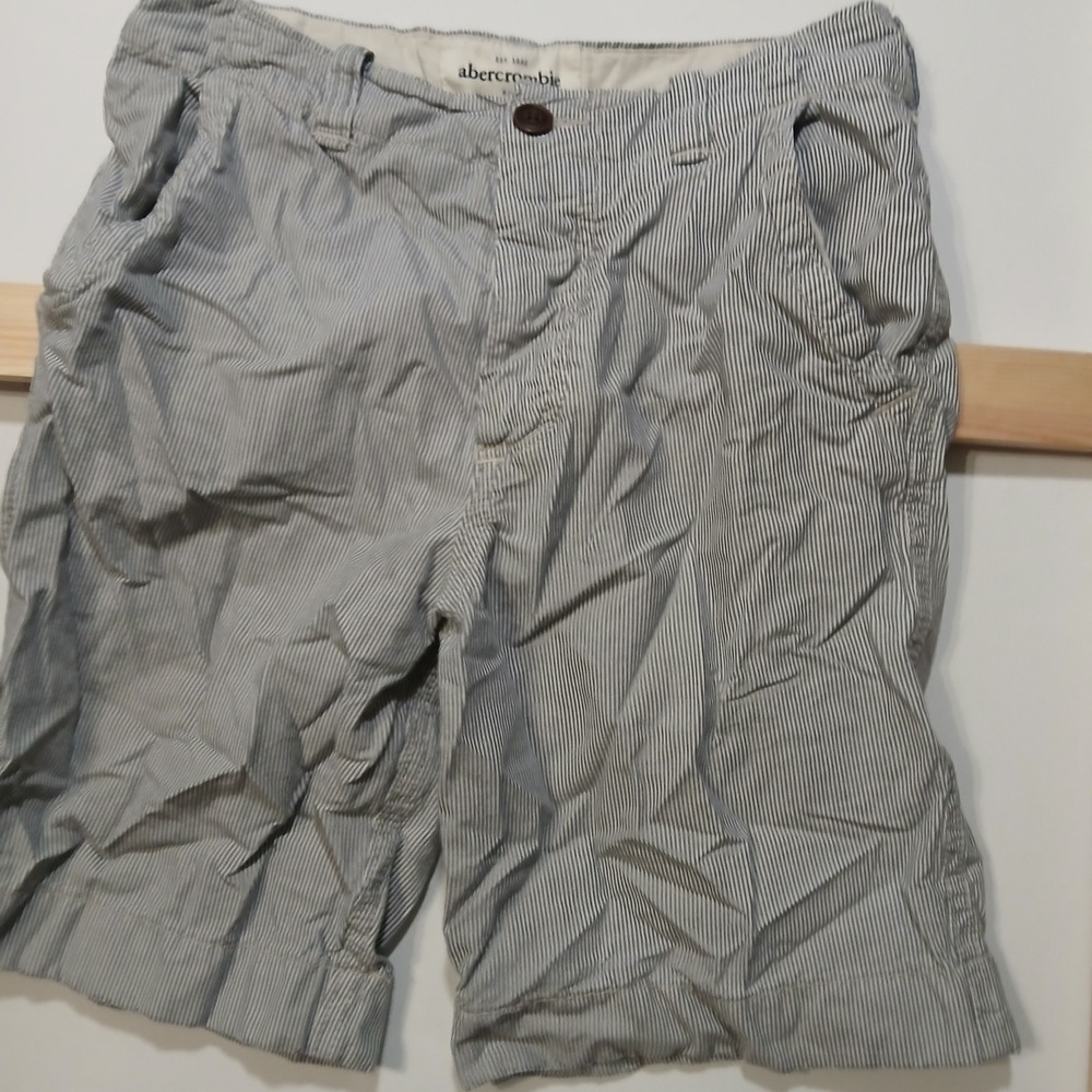 Abercrombie Kids Striped Shorts Blue Gray‎ Flat Front Boys Size 16